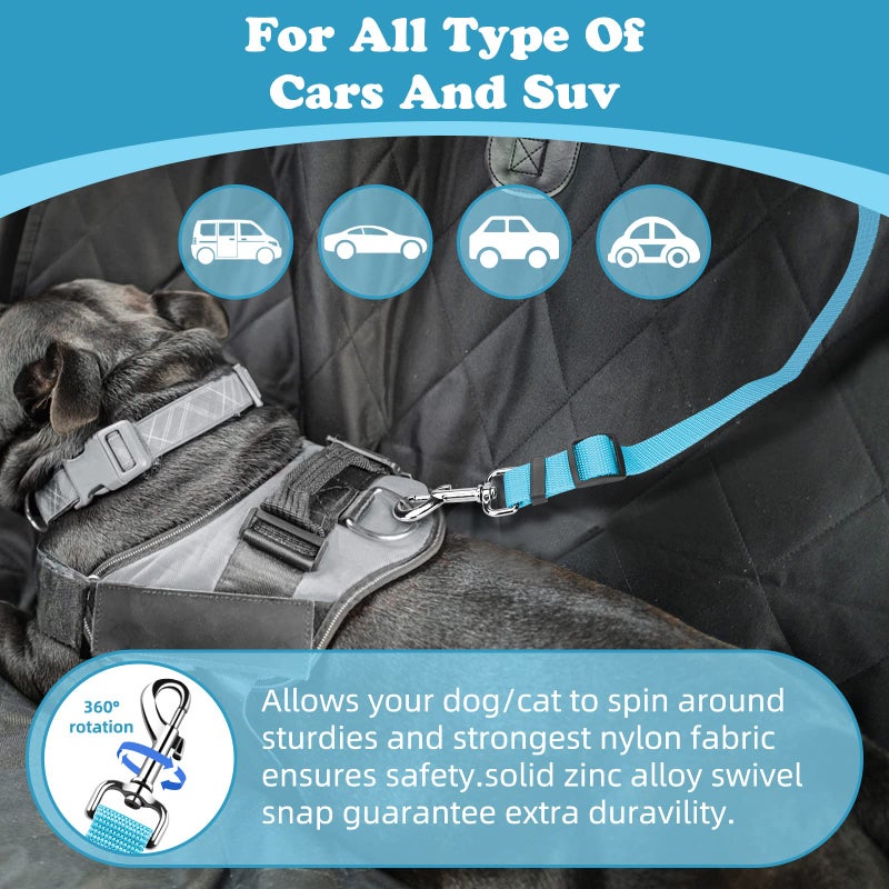 BWOGUE 2 Packs Dog Cat Safety Seat Belt Strap Car Headrest Restraint Adjustable Nylon Fabric Dog Restraints Vehicle Seatbelts Harness - Image 5